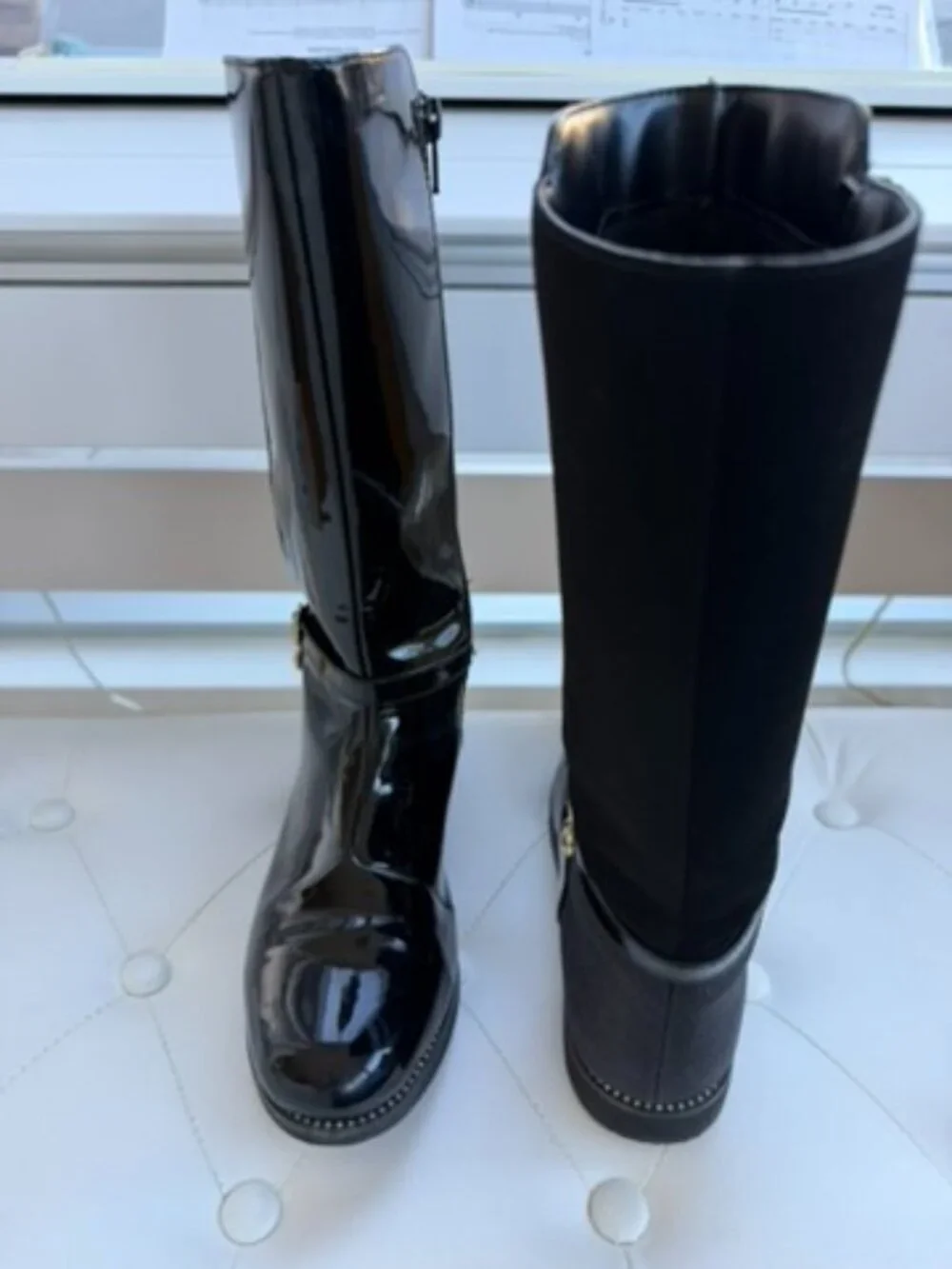 The Children's Place Girls Black Patent Tall Riding Boots Size 4